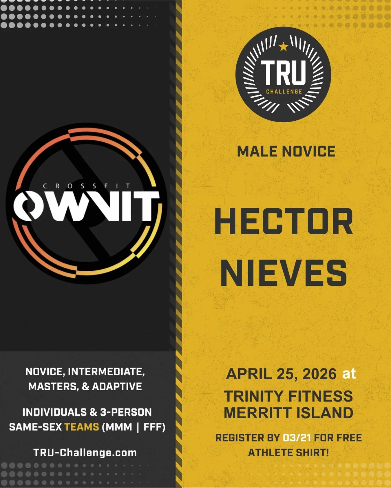 Hector Nieves is ready to throw down in Male Novice from @crossfit_ownit see you in the comp floor!! @thetruchallenge