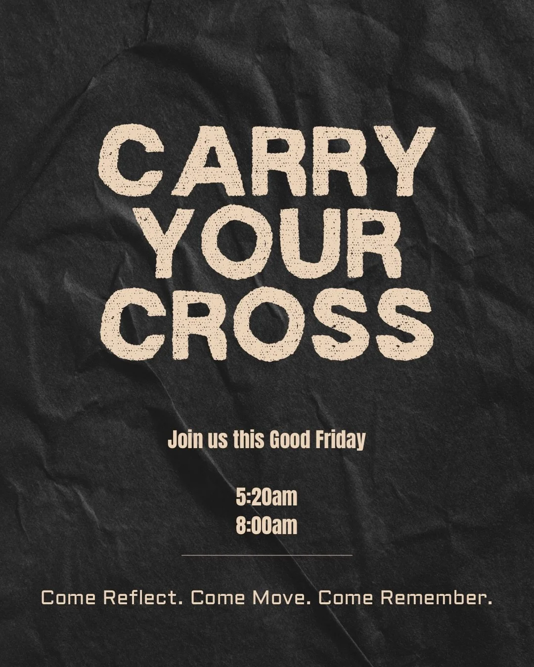 Join us this Good Friday for our &ldquo;Carry Your Cross&rdquo; workout ✝️

A time to reflect on the sacrifice Jesus made&mdash;and to move with purpose and gratitude.

🕔 5:20 AM
🕗 8:00 AM
👶 Babysitting available (reservation only)

This isn&rsquo