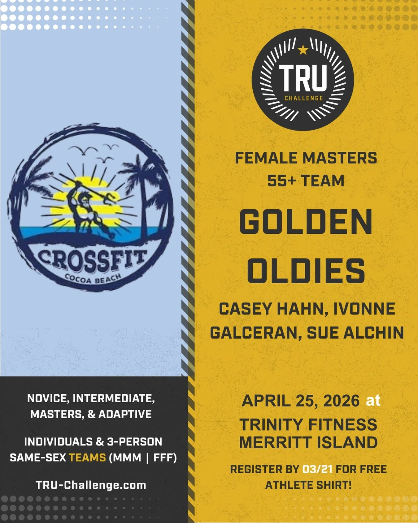 Here come the Golden Oldies! These three ladies are ready to represent @crossfitcocoabeach at @thetruchallenge