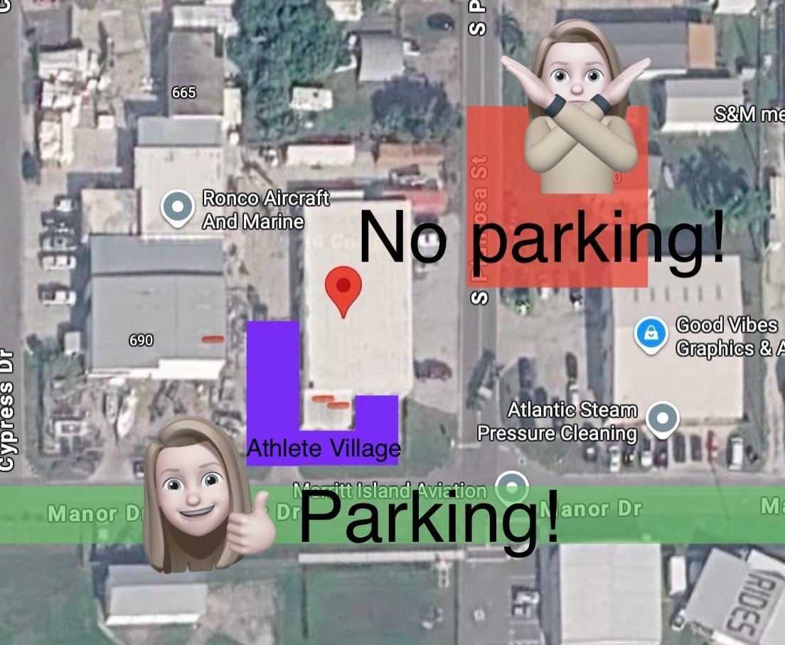 Tru Challenge Athletes Volunteers and Spectators!! Please park along the south side of Manor Dr on Saturday. Or in legal areas on side streets. DO NOT PARK NEAR THE RED SQUARE 🟥 ❌🚫 Thank you! 😉