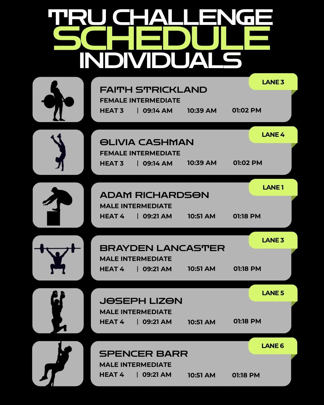 🚨 🔥 Heat Schedules for the Athletes representing TFMI this Saturday!! Come out and cheer them on!