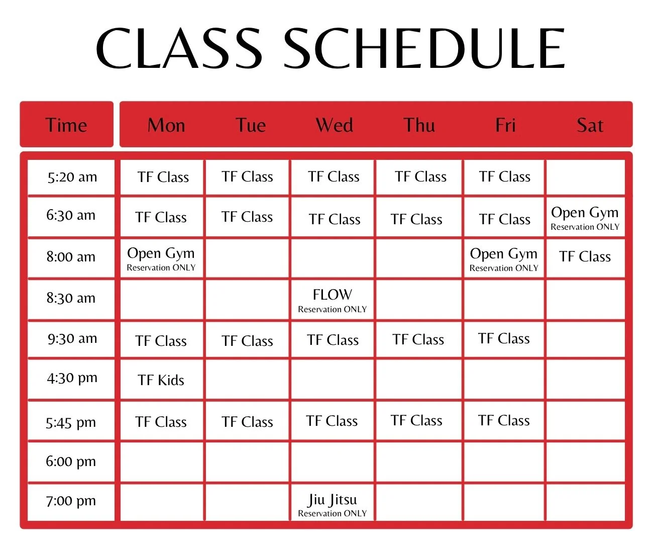 New Class Times! 6:30am 😁 ☀️