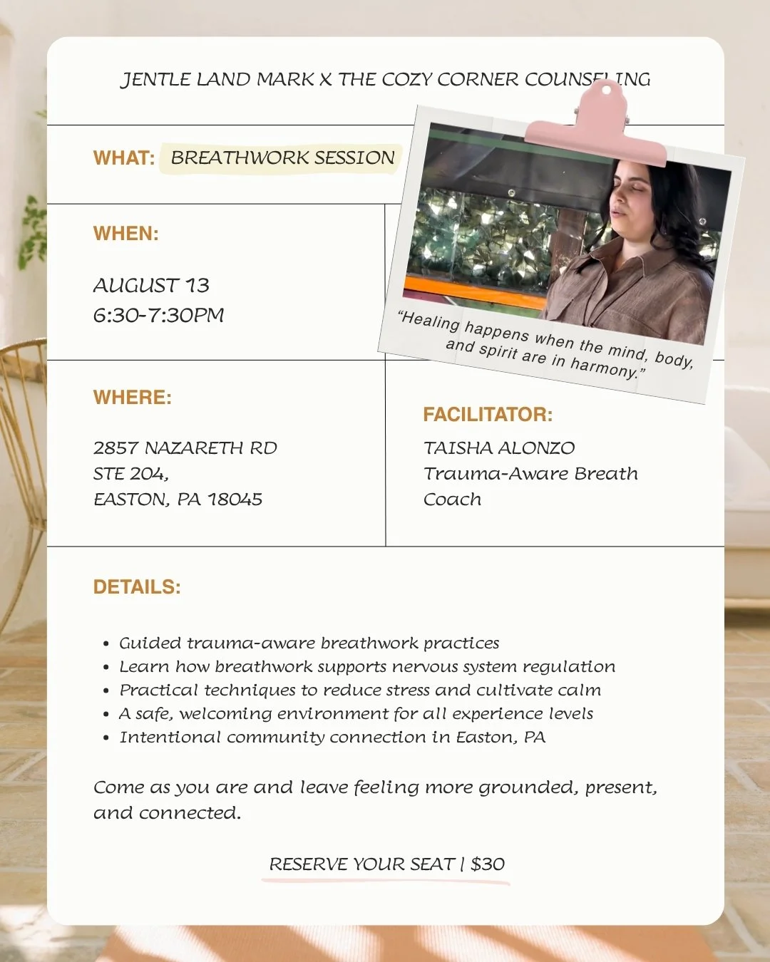 Breathwork Session | August 13 | Easton, PA