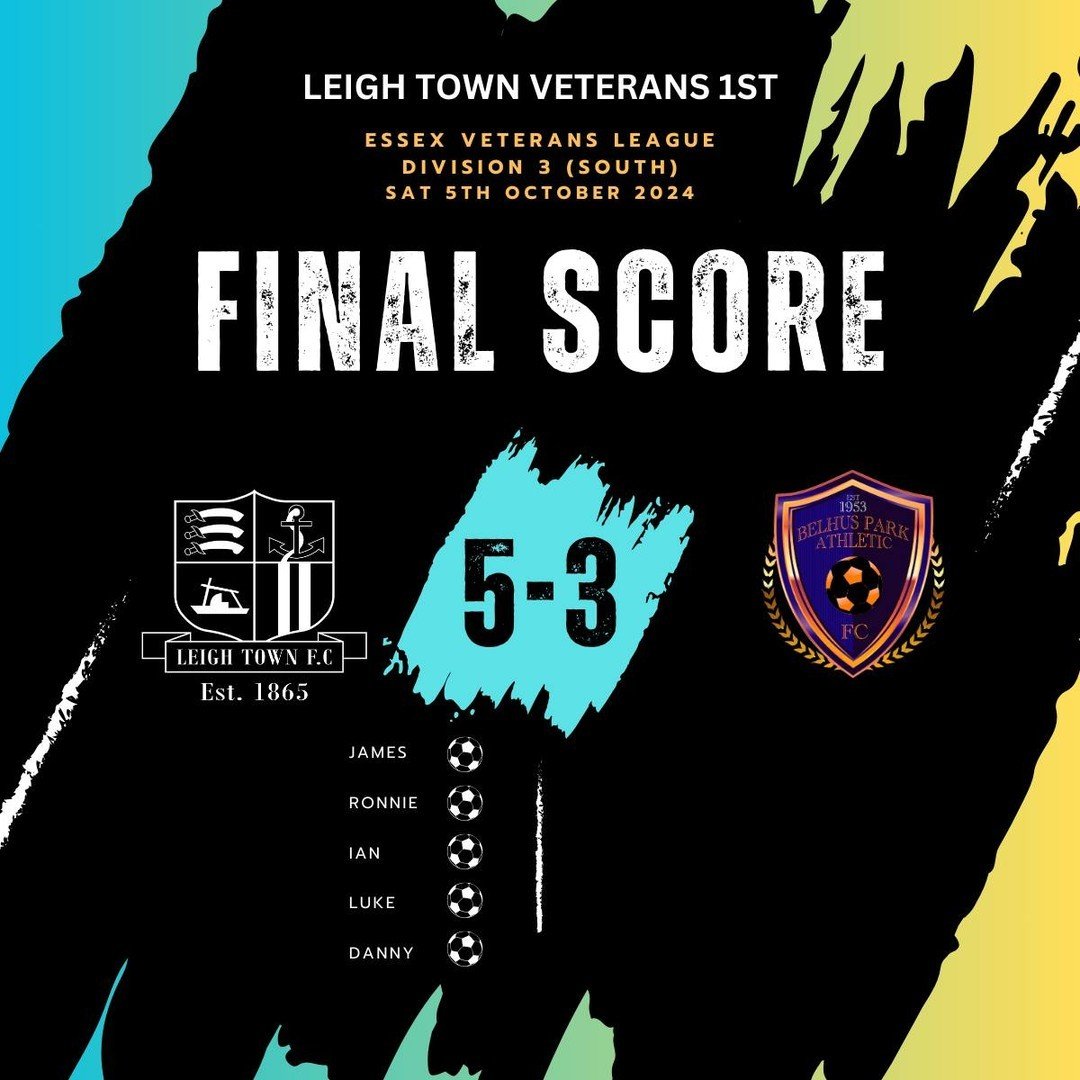 Vets also finishing off a good day for Leigh Town, continuing their winning start in Essex Veterans League #UpTheTown