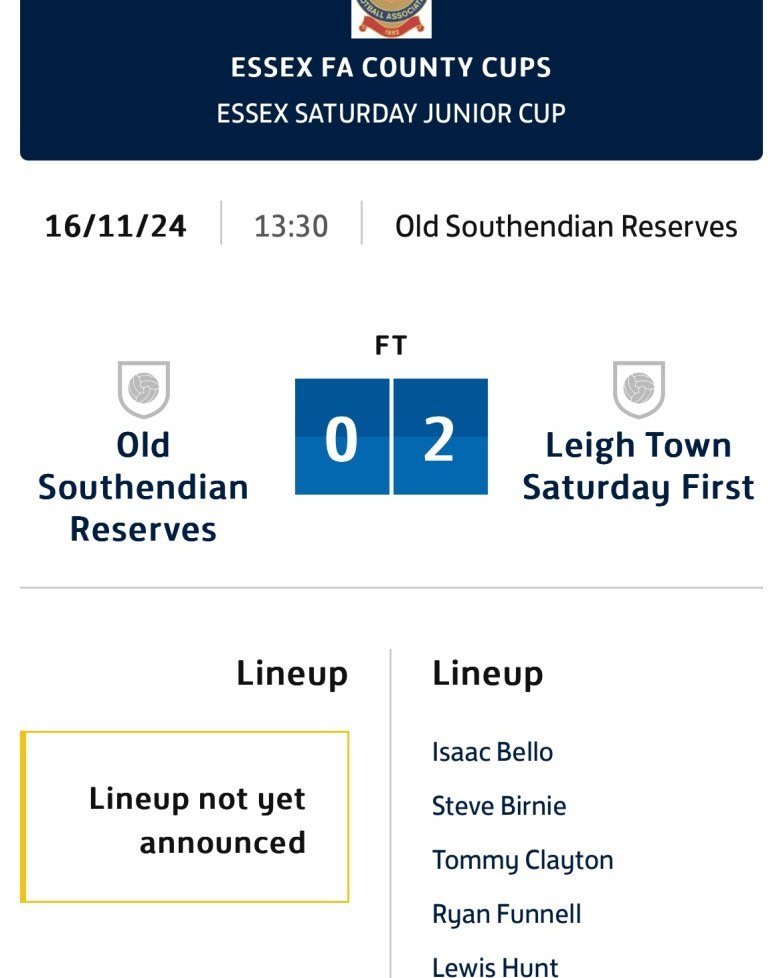 Another win on the road and through to the next round UTT #1865#leigh#town#fc#utt#cup#run