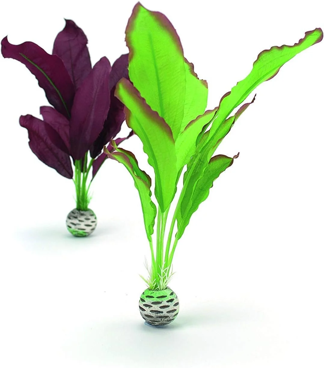 Silk Plant Set Medium Green & Purple
