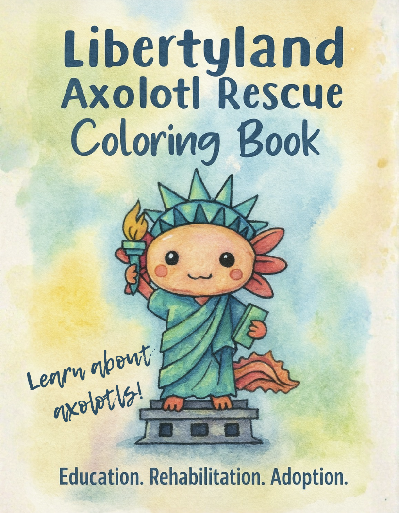 Introducing the Libertyland Axolotl Rescue Educational Coloring Book!