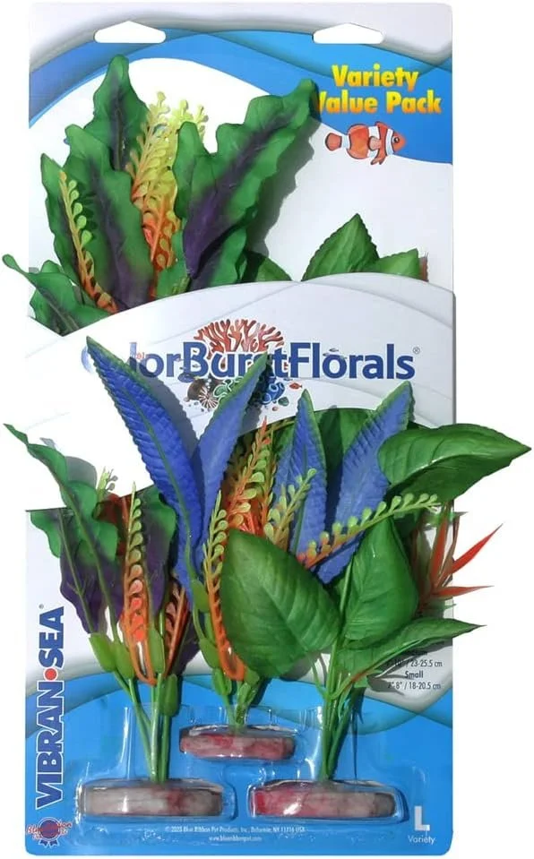 ColorBurstFlorals Assortment V Large Silk Aquarium Plant 3 Pack