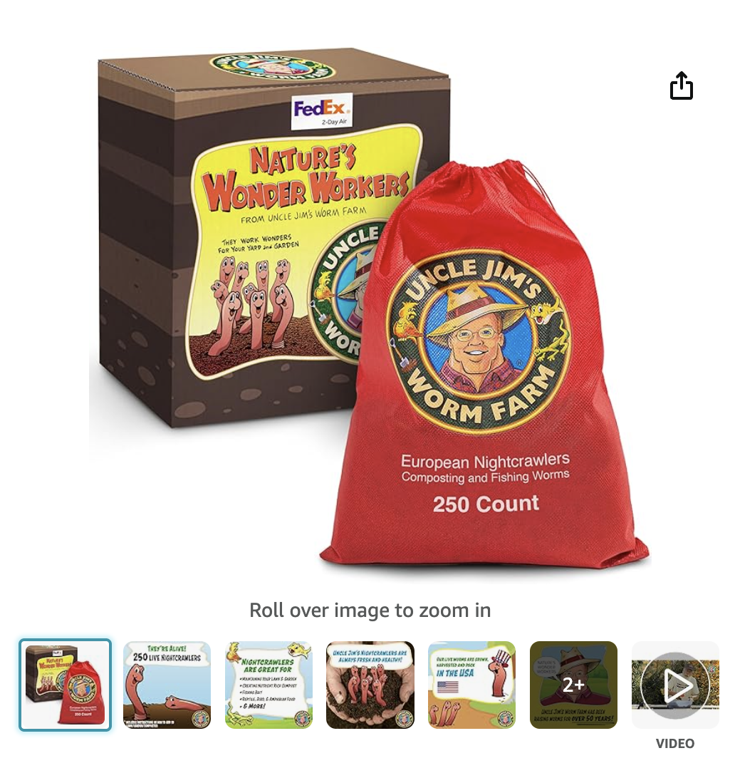 Uncle Jim's 250 count Super Red European Nightcrawlers