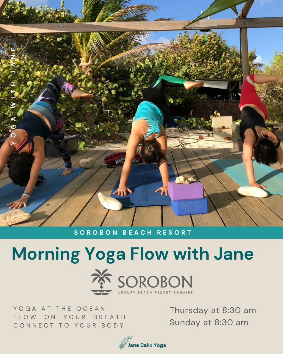I&rsquo;m happy that Yoga at the Ocean at Sorobon Luxury Beach Resort is back again this high season.
Practising yoga while feeling the wind on your skin and overlooking the beautiful turquoise water of Lac Bay is the perfect way to start your day.


