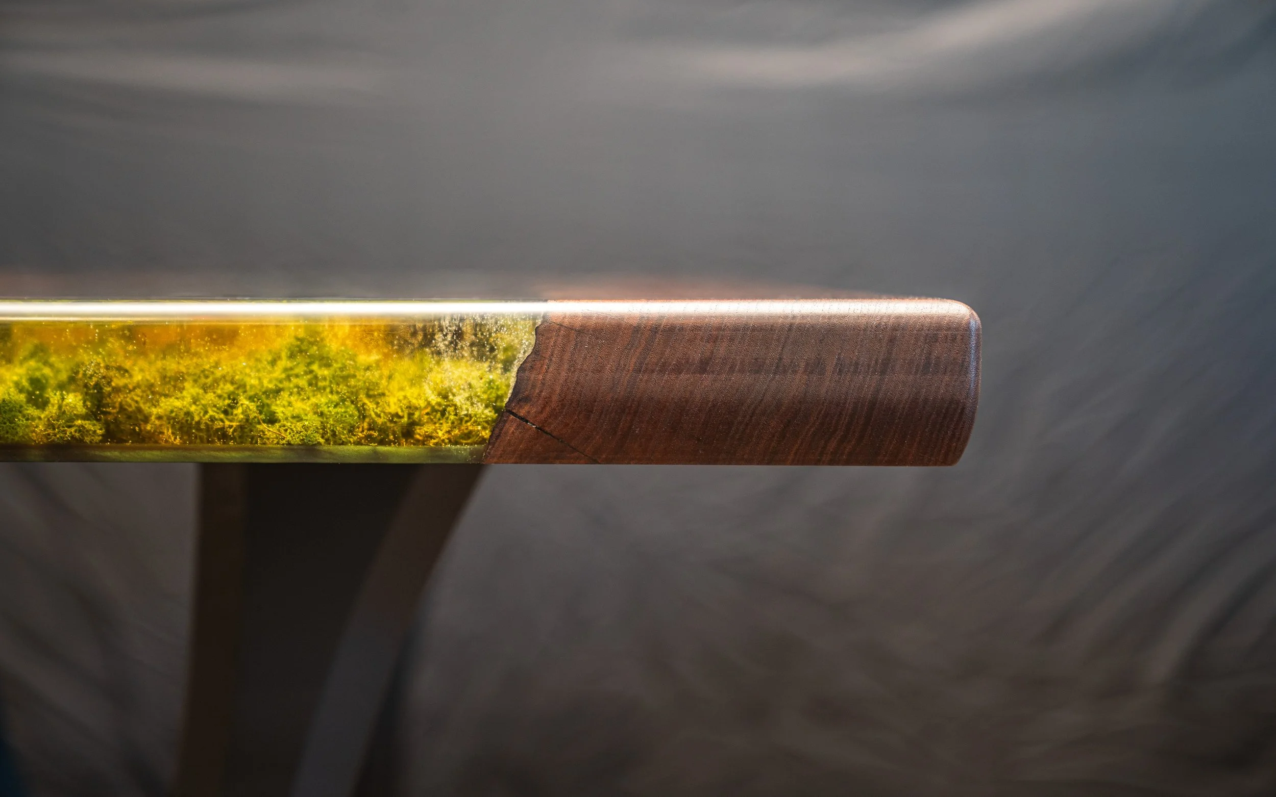 Moss and Mushroom Walnut Table