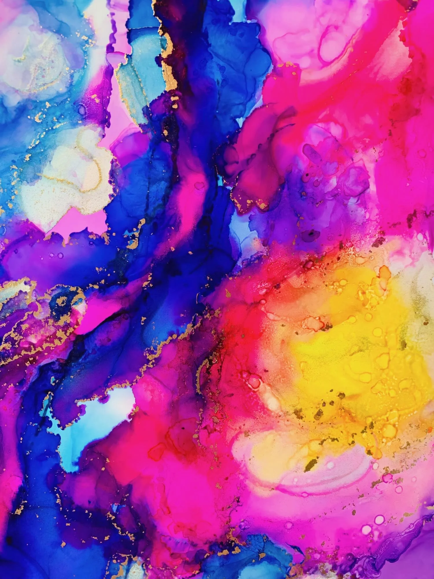 Ignite — Gold, sunset coral and ember tones surging like a spark turned wildfire — radiant abstract alcohol ink painting