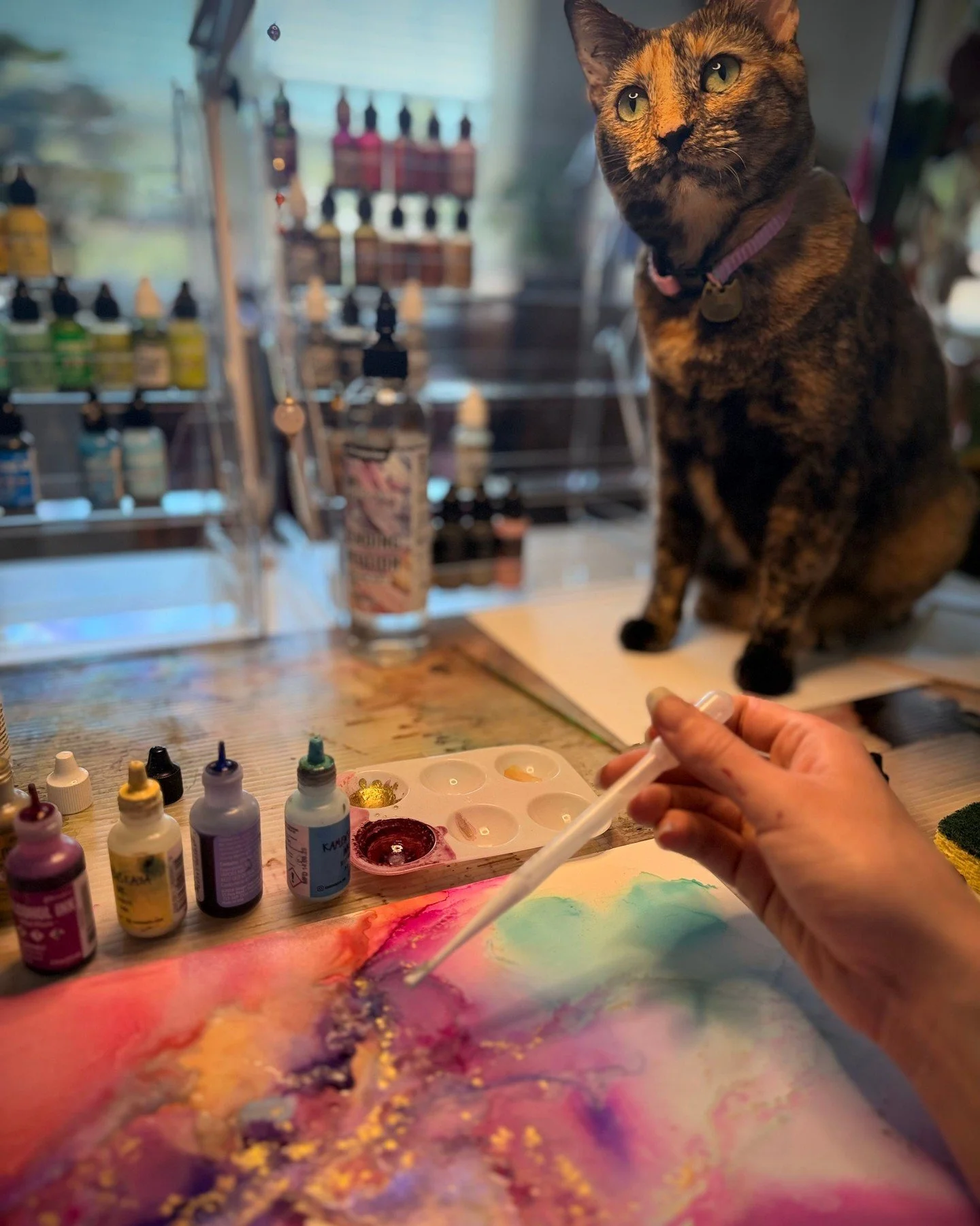 She watches every painting from start to finish.

Never interferes.
Just sits at the edge of the process
and waits to see what happens.

Honestly, same.