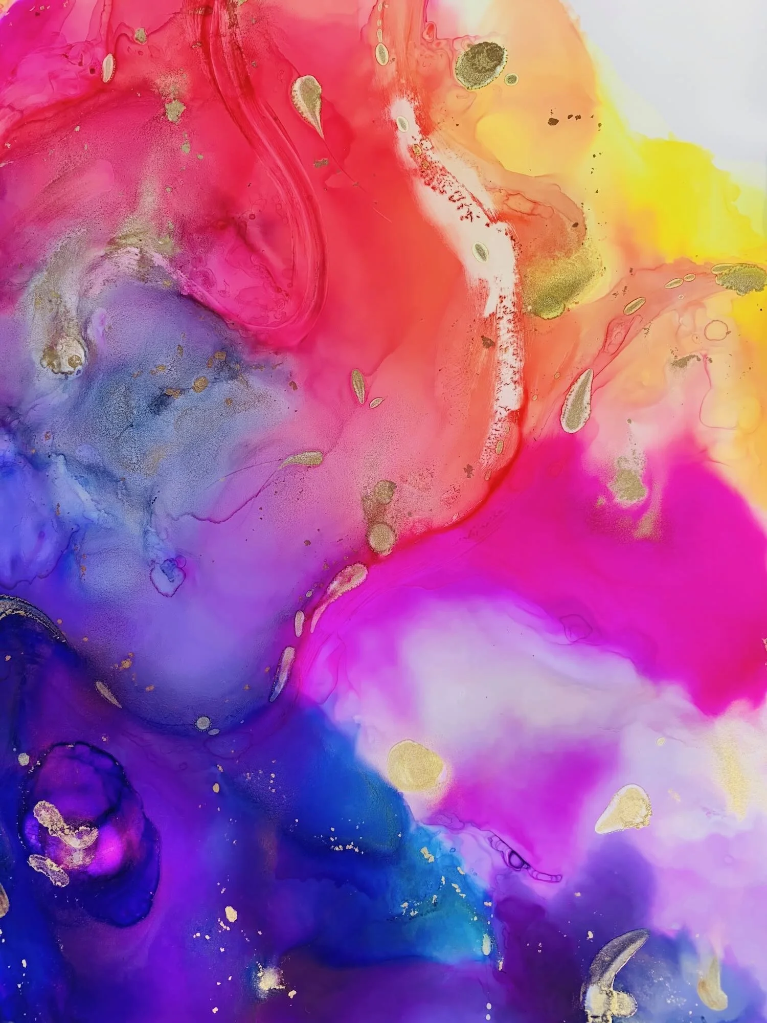 Phoenix Dawn — Golds, reds and purples layered like wings mid-lift — radiant abstract alcohol ink painting