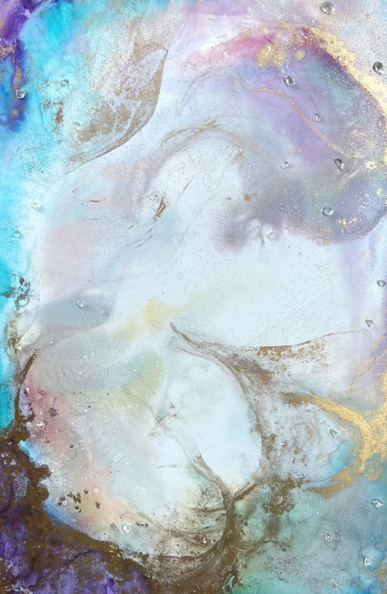 Threshold of Light — Mist softening into morning, the instant before illumination — ethereal pastel alcohol ink painting