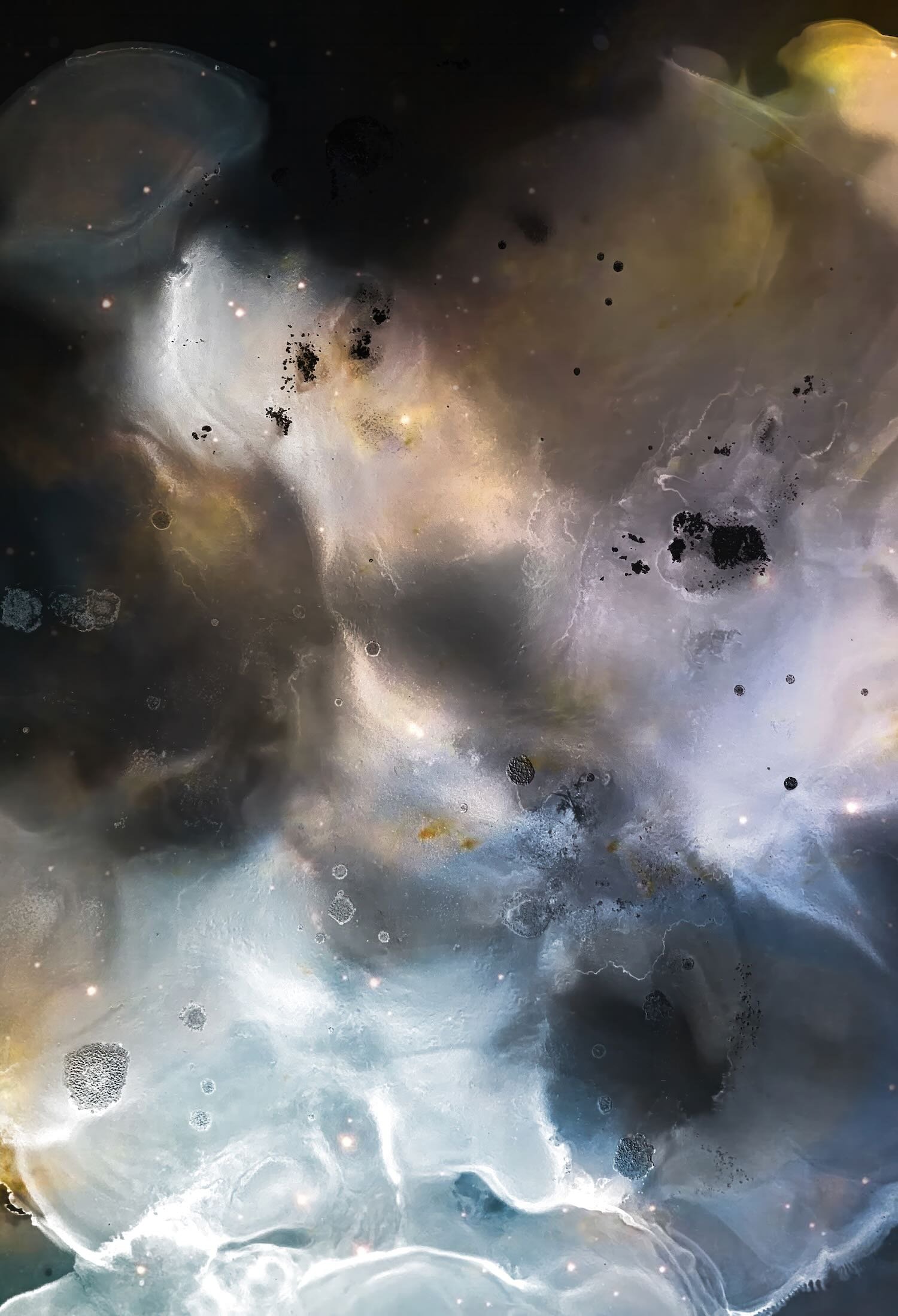 Radiance in Vulpecula — The symmetrical final breath of a dying star — cosmic alcohol ink and Hubble photography artwork