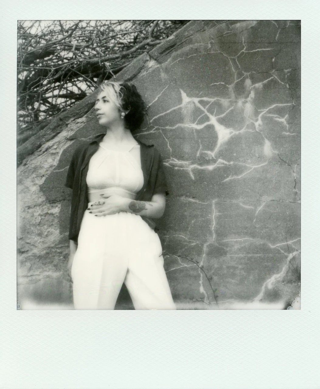 Woman looking off in the distance outside