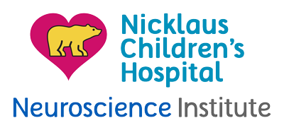 Logo of Nicklaus Children's Hospital Neuroscience Institute with a yellow bear inside a pink heart.