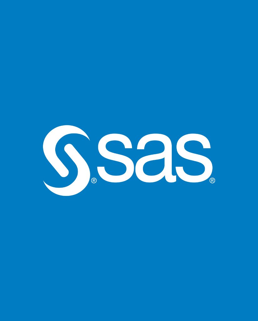 SAS logo with a blue background and white text.