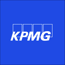 KPMG logo on a blue background