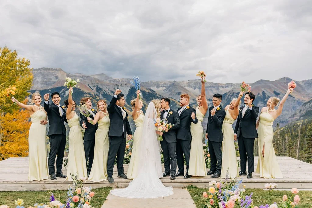 Peak energy 🏔

#weddingphotography @functionandflourishphotography 

#floraldesign @flowersbyellatelluride 
#mountainvenue @tellurideweddings 
#weddingcake @figandbloomcakes 
#dj @griz_entertainment 
#hairandmakeup @poshsalonandboutiquegj 
#photoboo