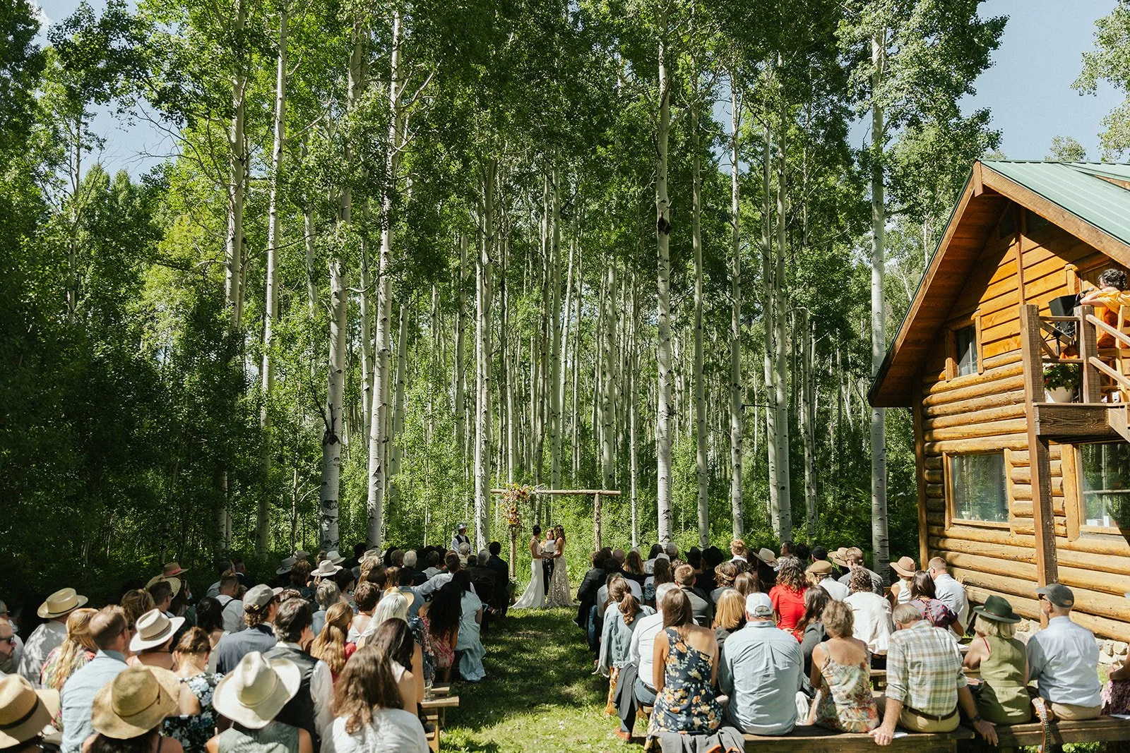 Wedding ceremony in aspen grove