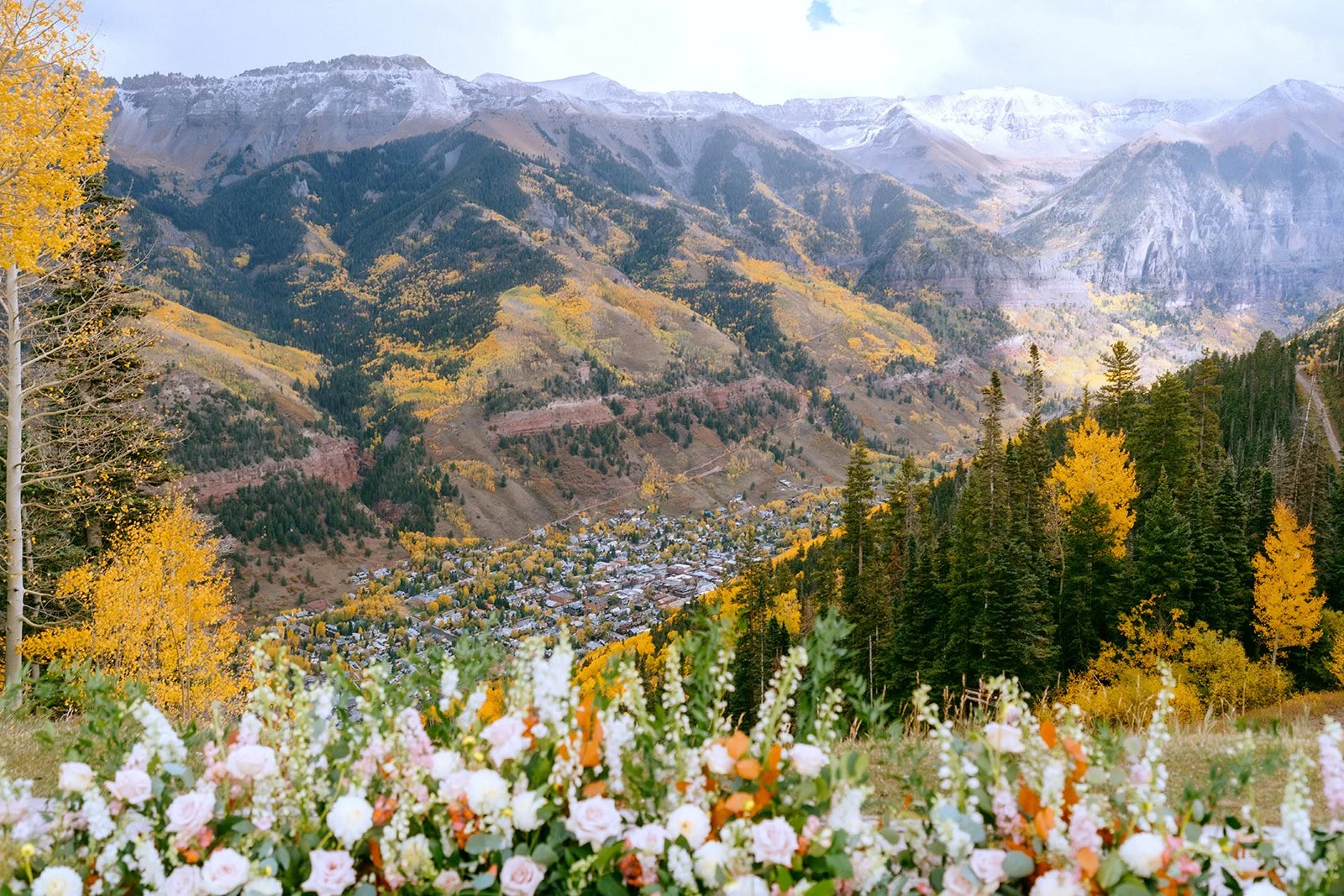 View of Telluride from San Sophia Overlook ceremony venue.