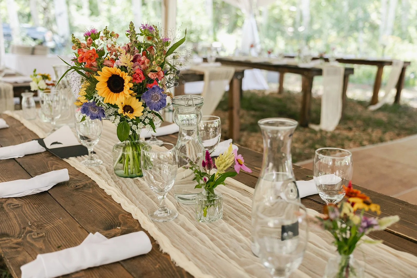 Farm table place settings