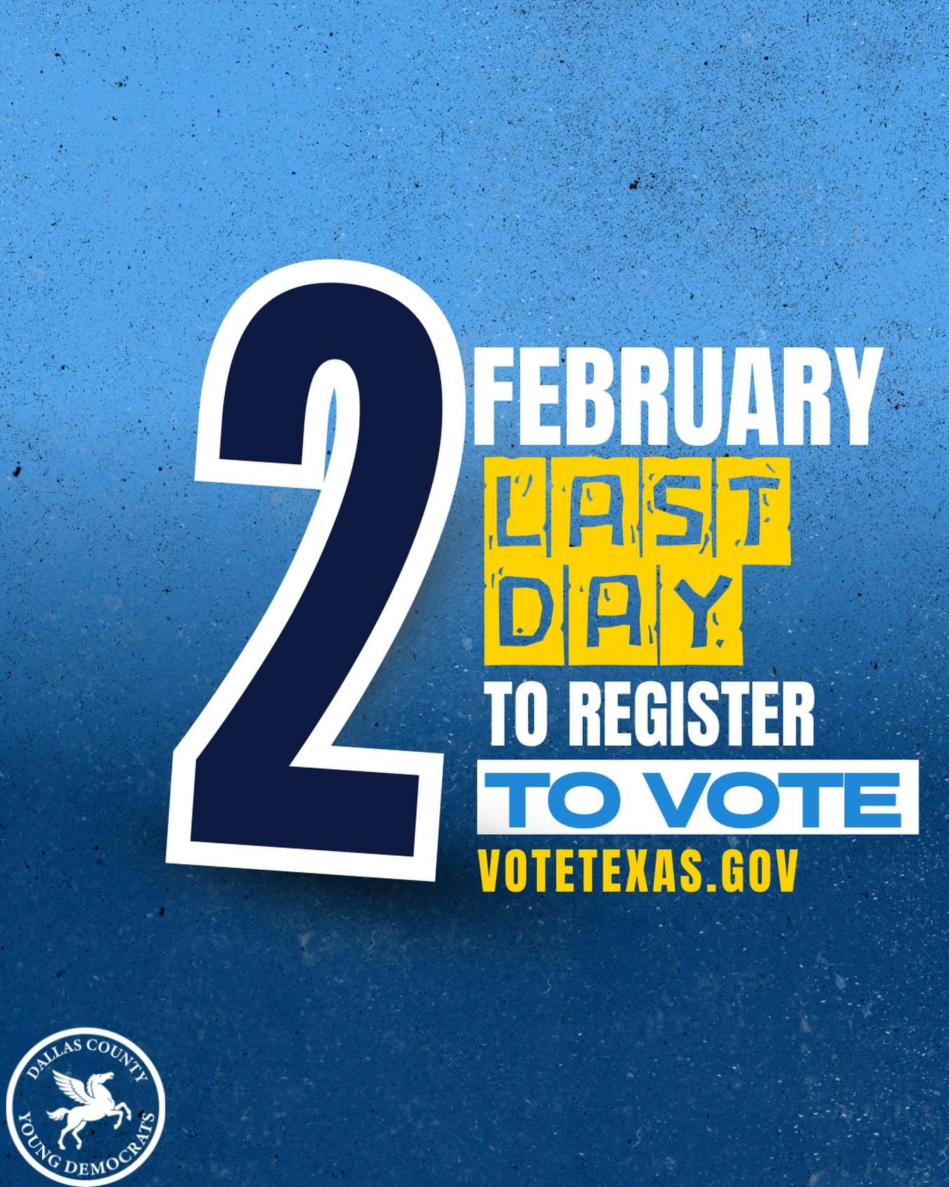 Hey young dems 👋🗳️ Make sure you&rsquo;re registered to vote by February 2nd for the upcoming Primary. Visit VOTETEXAS.GOV to register / check your registration status. #registertovote #vote #dallas