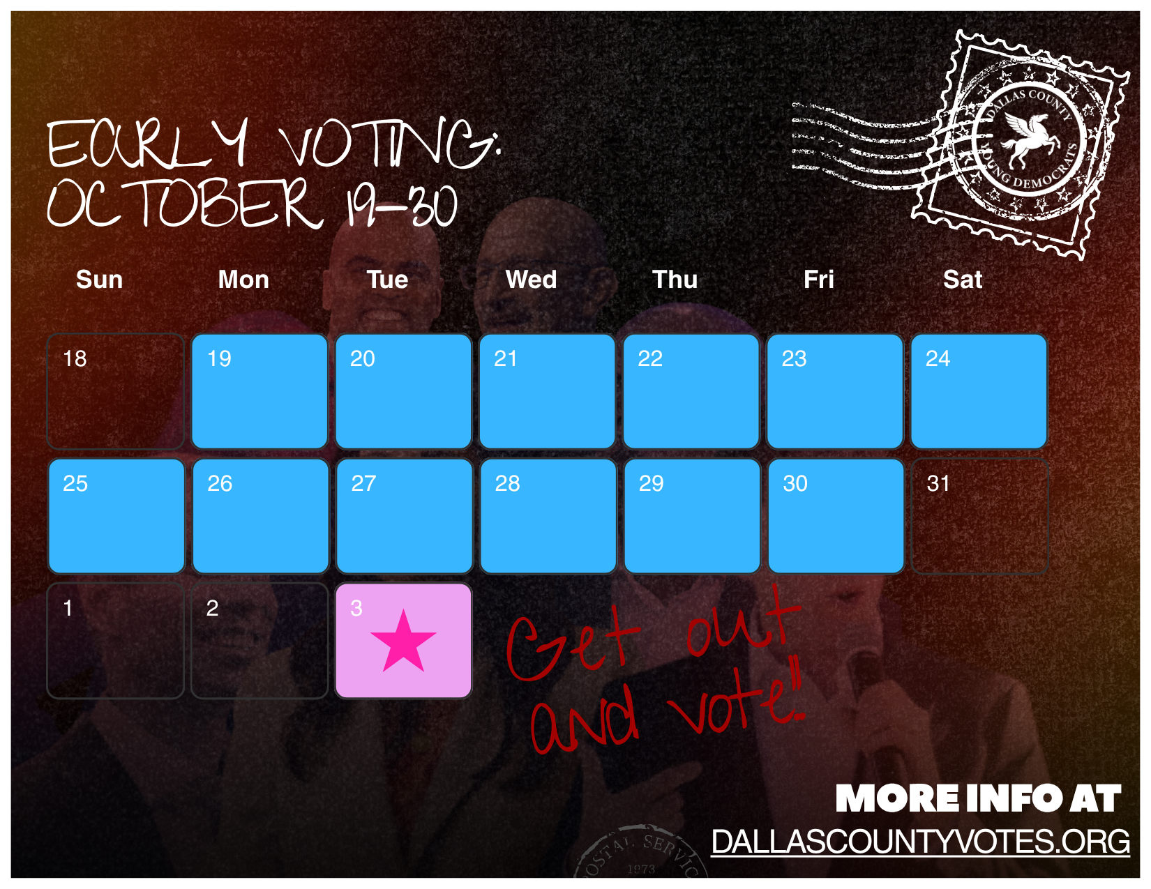 Early Voting October 19-30, election day November 3