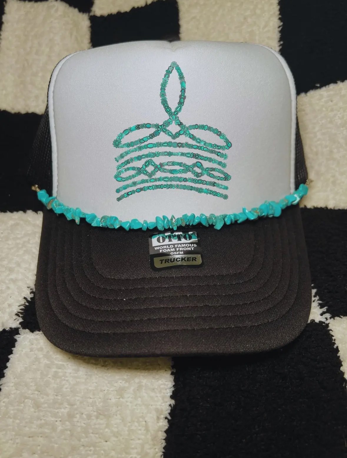 Turquoise Boot Stitch trucker