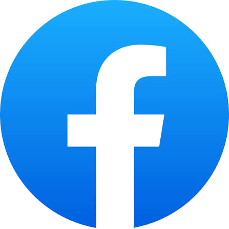 Facebook logo with blue circle background and black lowercase 'f'