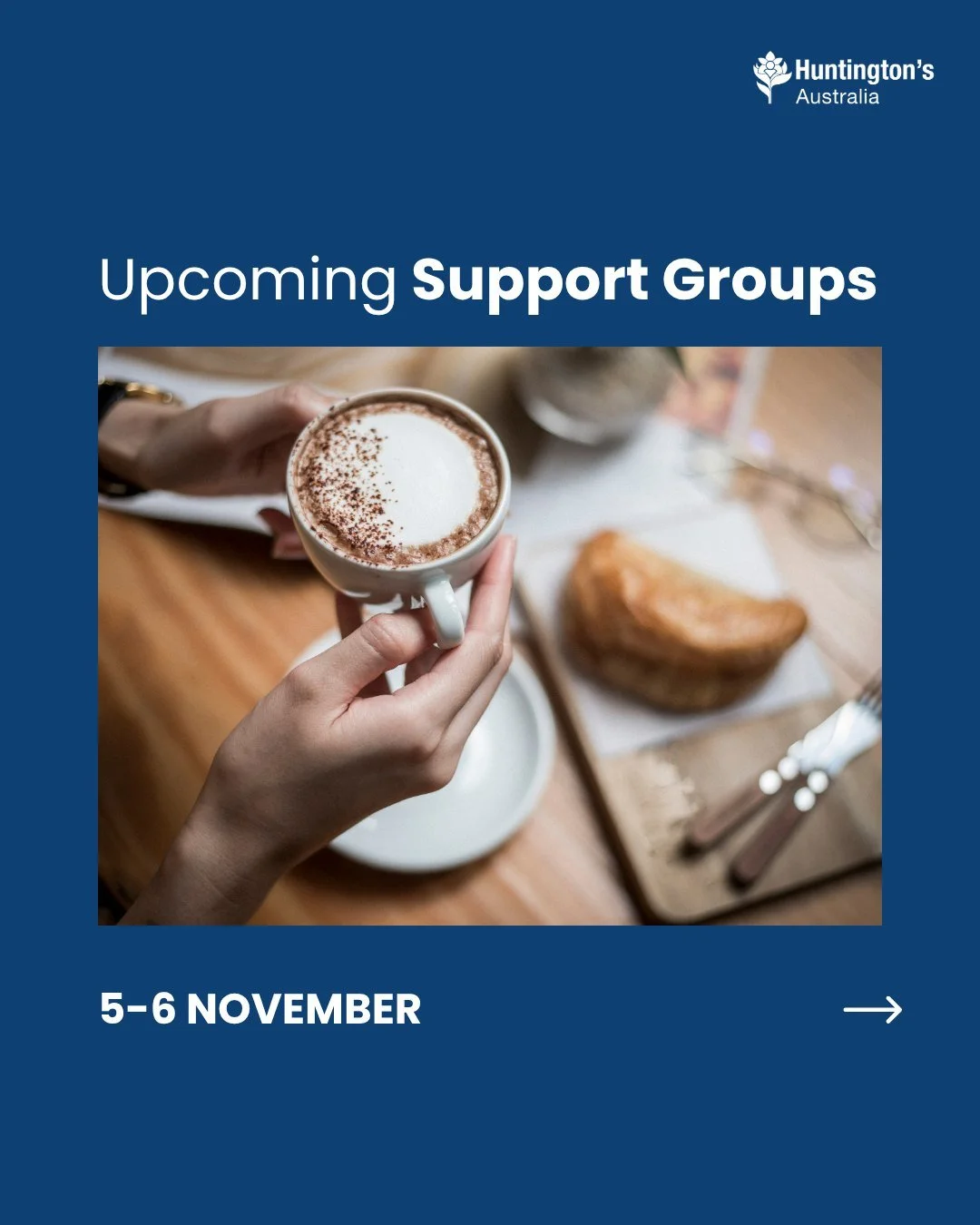 𝗦𝘂𝗽𝗽𝗼𝗿𝘁 𝗴𝗿𝗼𝘂𝗽𝘀 𝗵𝗮𝗽𝗽𝗲𝗻𝗶𝗻𝗴 𝘁𝗵𝗶𝘀 𝘄𝗲𝗲𝗸:

5 November, Wednesday
 💙 WA - Day Centre
 💙 SA - Coffee &amp; Co
 💙 NSW - West Ryde Carer Group

6 November, Thursday
 💙 TAS - South Support Group

If you'd like to join a support
