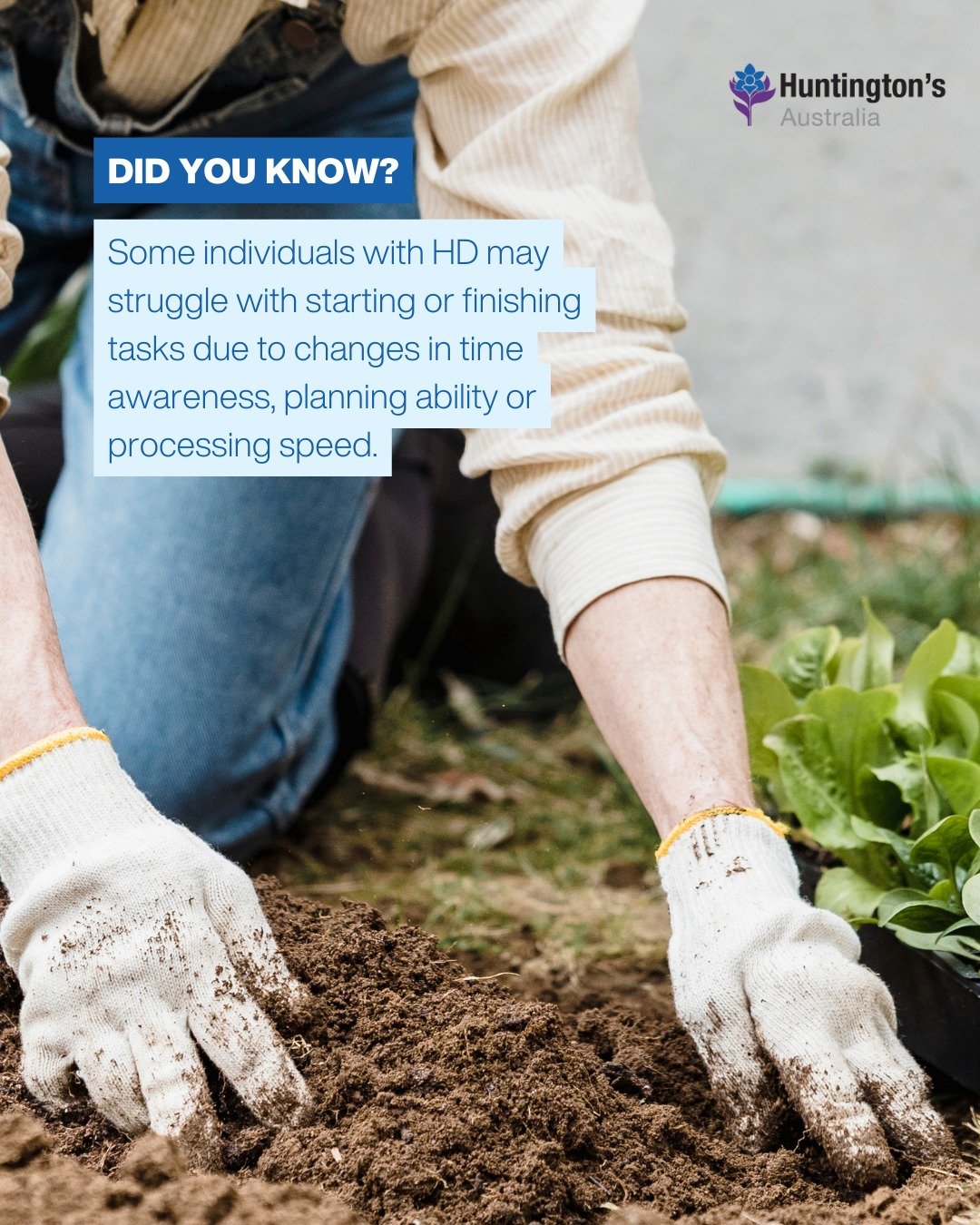 Did you know? Huntington's disease affects more than movement. Cognitive changes can make initiating or completing everyday tasks a real challenge, even when someone wants to do them. Patience and understanding go a long way. 💙

#Huntingtonsdisease 