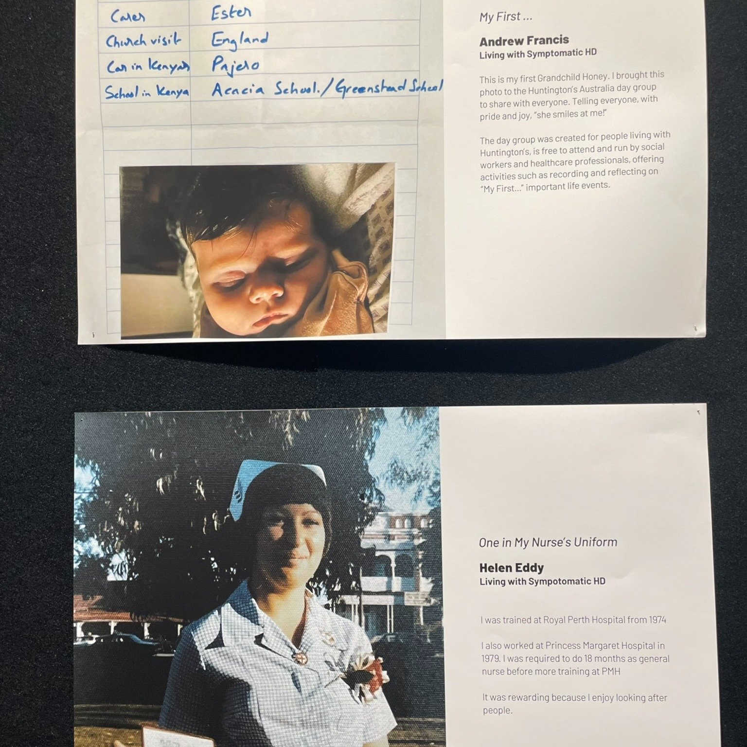 The Hidden World of Huntington&rsquo;s is a Photovoice project led by Dr Travis Cruickshank, Ms Melanie Clark, and Mrs Cassandra Barnes from Edith Cowan University. 

The showcase is a beautiful and deeply personal insight into the lived experiences 