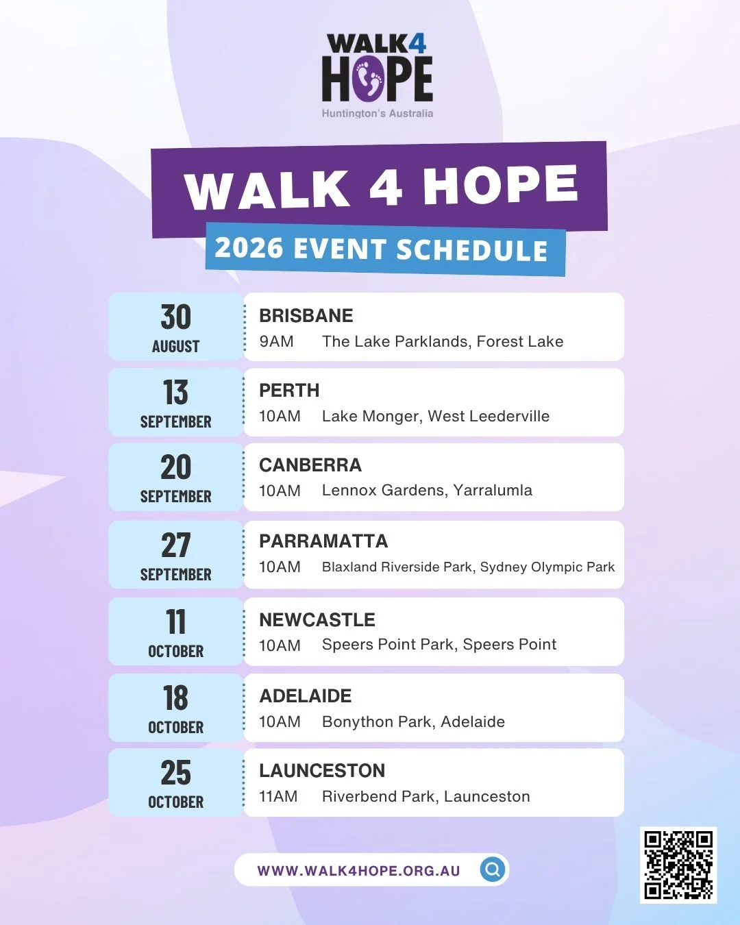 A community walk to support people impacted by Huntington's? Sign us up!

Huntington's Australia's Walk 4 Hope 2026 is just around the corner. Whether you go the full 4km or take part in a way that suits you, it all makes a difference. All paths are 