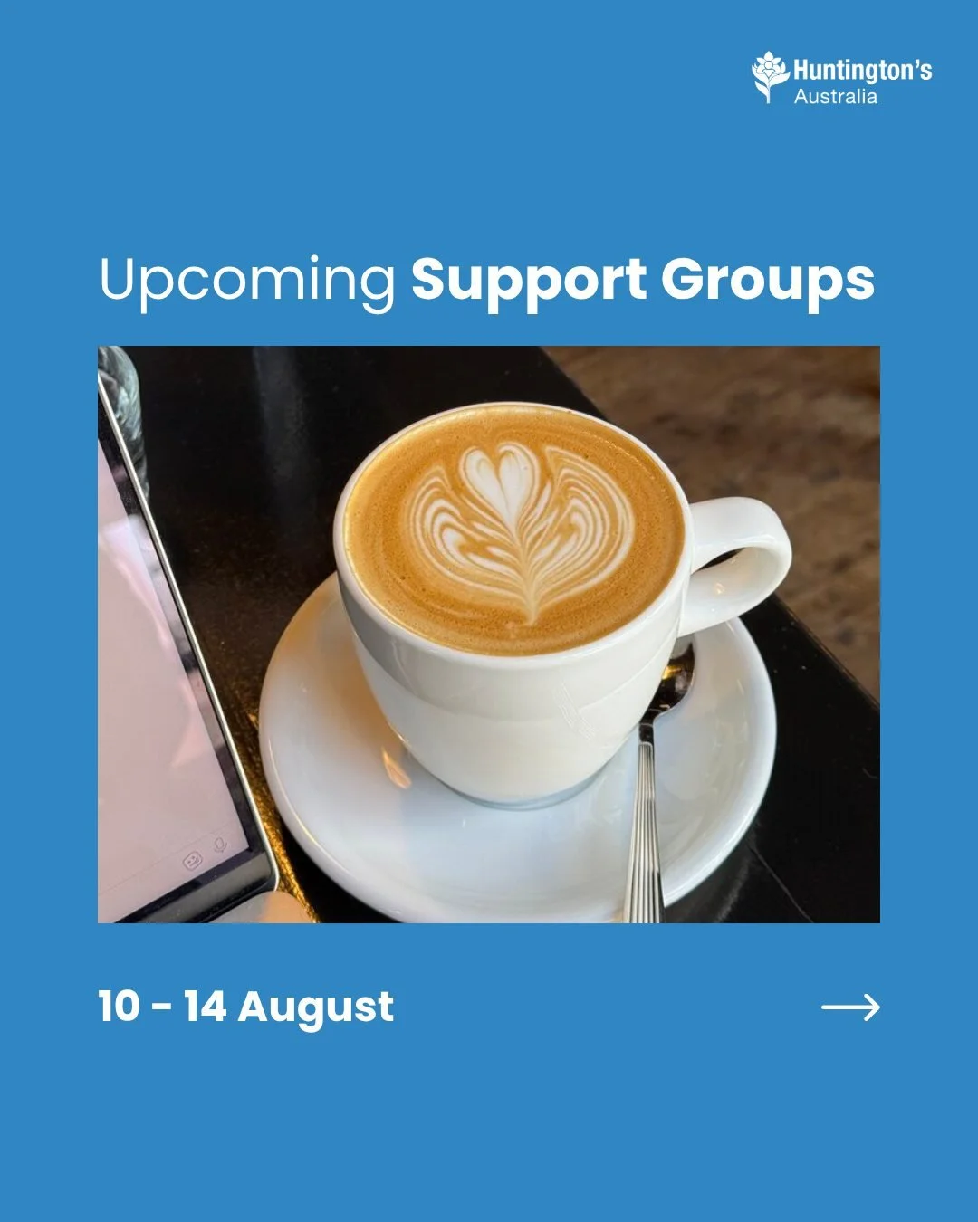 Support groups happening this week:

10 August, Monday
💜 NSW - Newcastle Support Group 36+

12 August, Wednesday
💜 SA - Coffee &amp; Co.

13 August, Thursday
💜 NSW - Newcastle Carers' Group

If you'd like to join any of these groups, contact us on