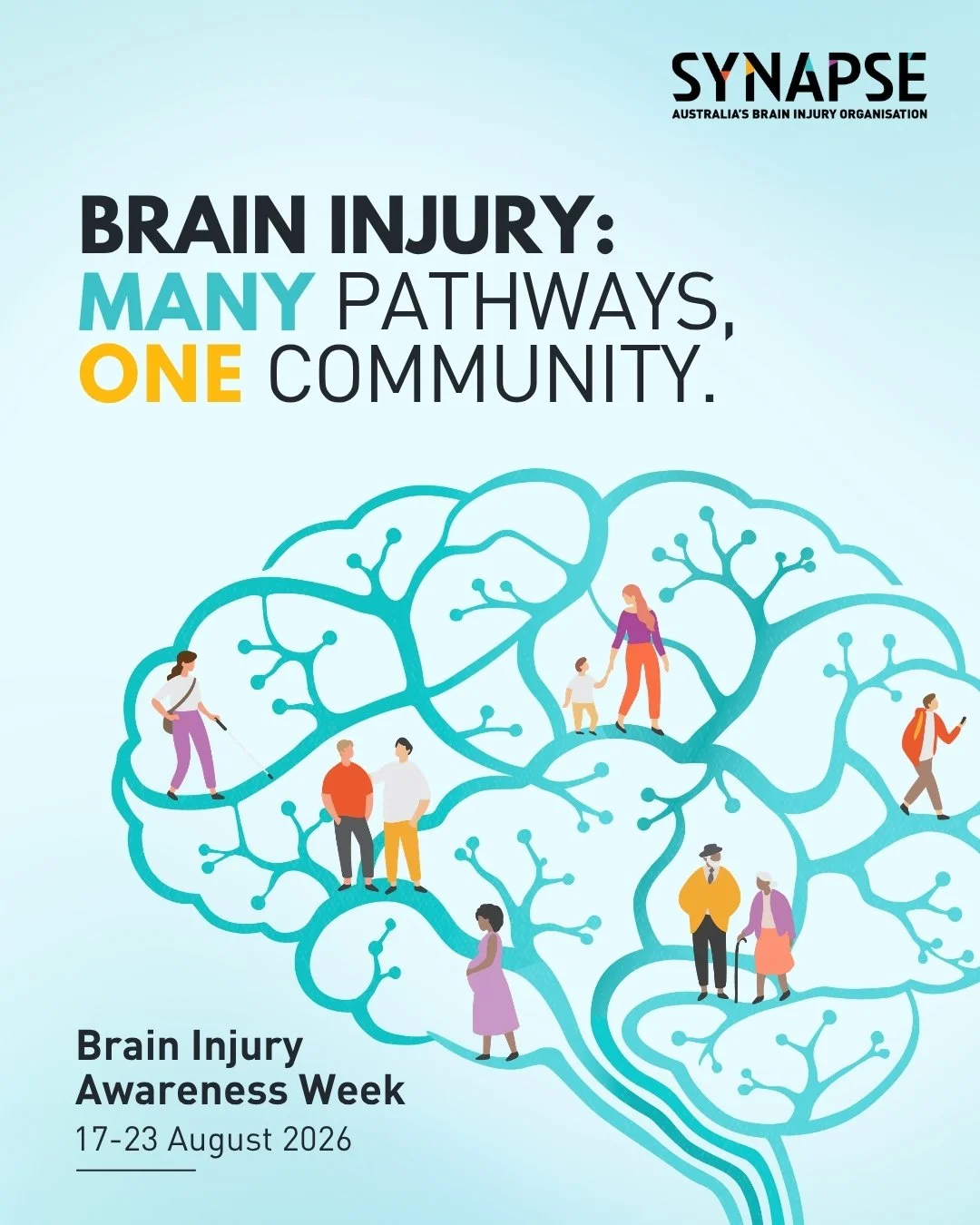 Many pathways, one community 🧠

That's the theme for this year's Brain Injury Awareness Week.

Around 1 in 45 Australians live with a brain injury, which can result from many different causes. From falls and vehicle accidents to conditions such as H