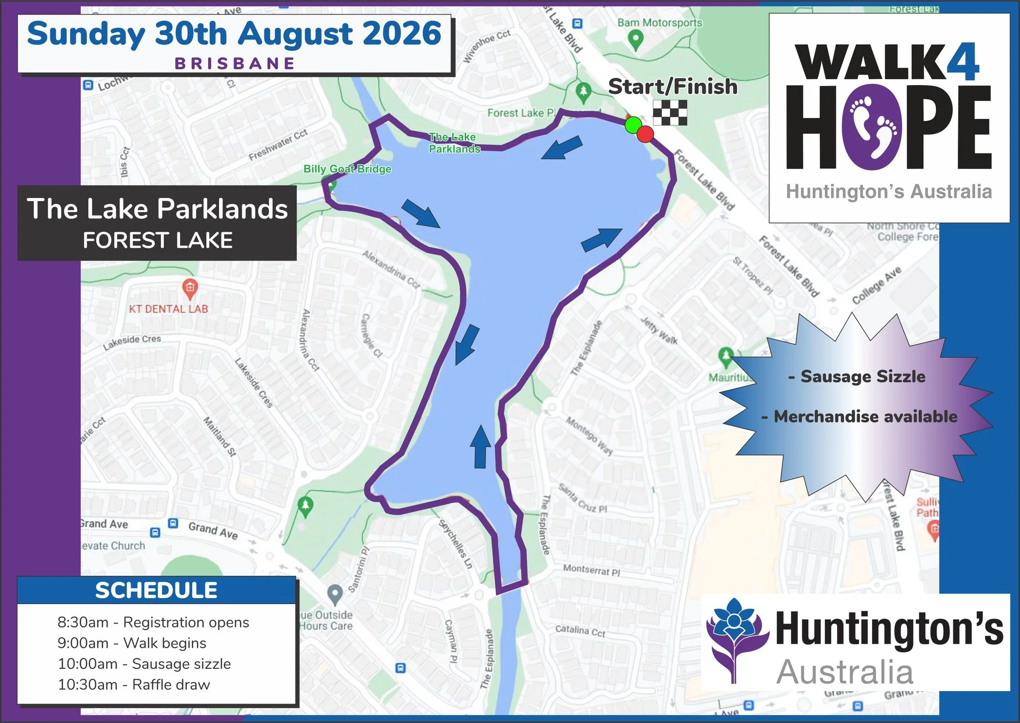 Heading to Walk 4 Hope in Brisbane tomorrow? Here's everything you need to know.

Where do I park?
Car parks are available around the lake, including a large one across the road on Forest Lake Blvd.

Where do we meet? 
You&rsquo;ll find us set up nea