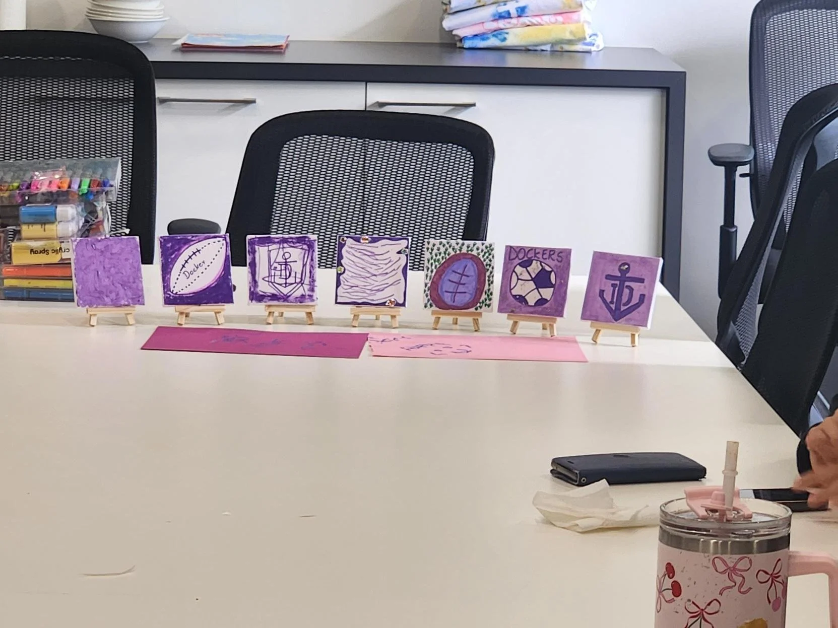 At our WA Day Centre yesterday, we were busy getting ready for the football 🏆

Staying true to HD awareness colours, everyone created some gorgeous purple art and got to be a Docker for the day. Who knows - it might bring them some luck tonight!

#H