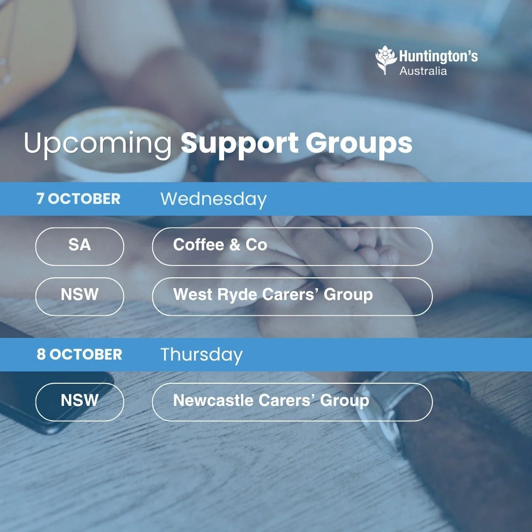 Support groups happening this week:

7 October, Wednesday
💜 SA - Coffee &amp; Co
💜NSW - West Ryde Carers' Group

8 October, Thursday
💜NSW - Newcastle Carers' Group

If you'd like to join any of these groups, contact us on 1800 244 735 or email pro