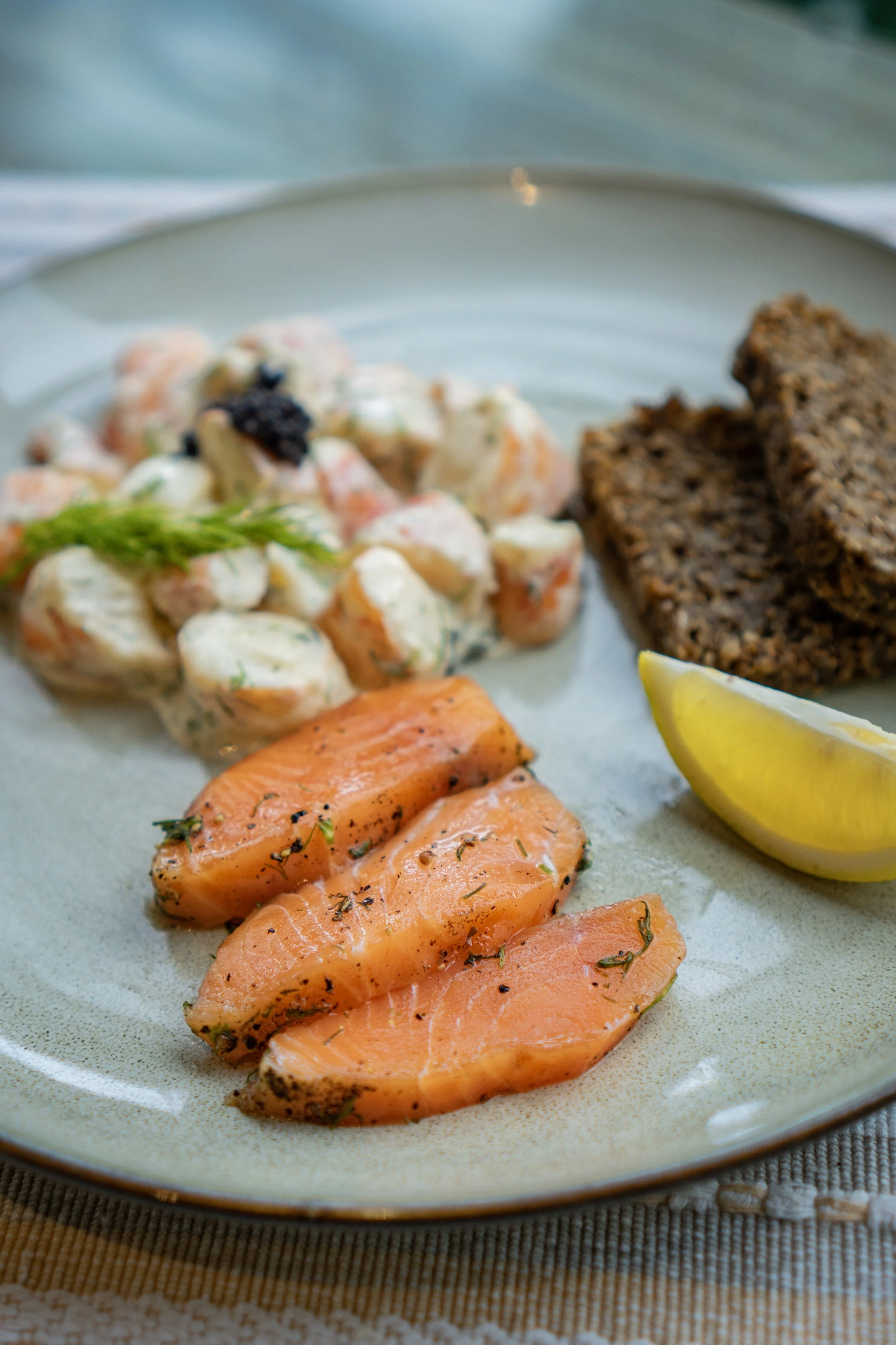 Salmon Gravlax and Skagen Shrimp