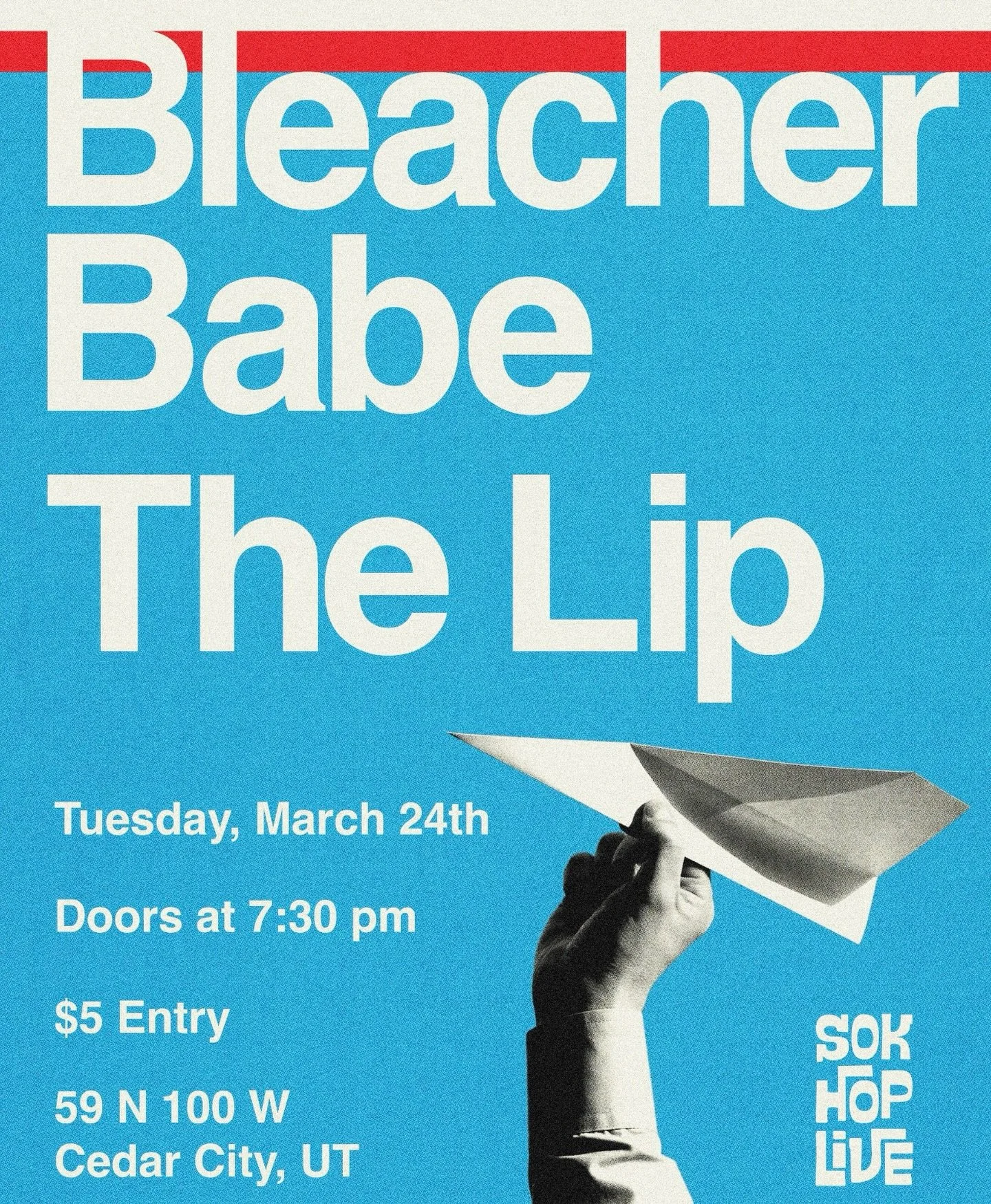 IT&rsquo;S HAPPENING THIS IS NOT A DRILL @bleacher_babe_band and @thelipband are coming to SokHop that you will not want to miss 🎸

#sokhoplive #cedarcityevents #livemusic #cedarcityutah #concert