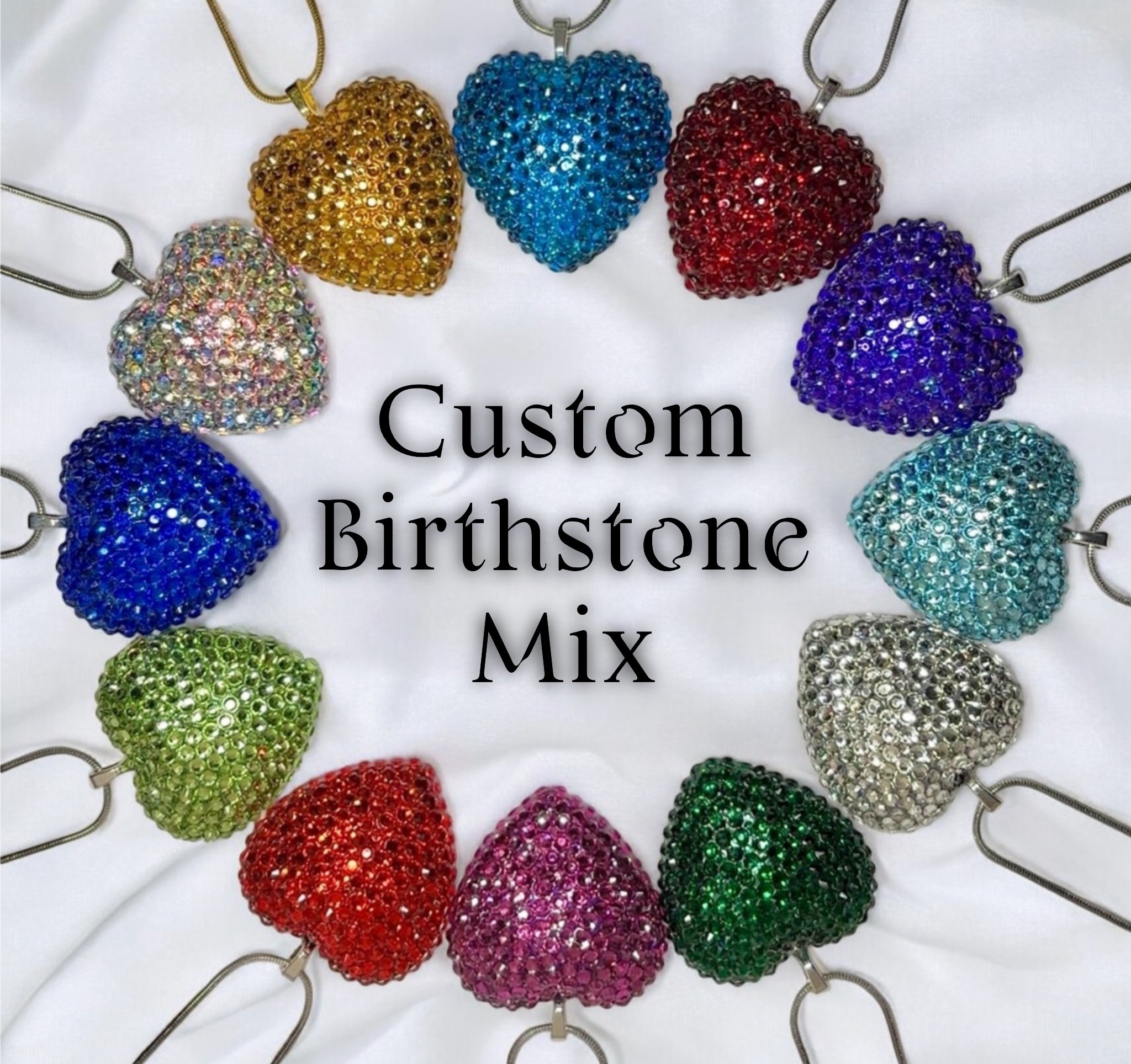 Custom Mixed Birthstone Heart Necklace