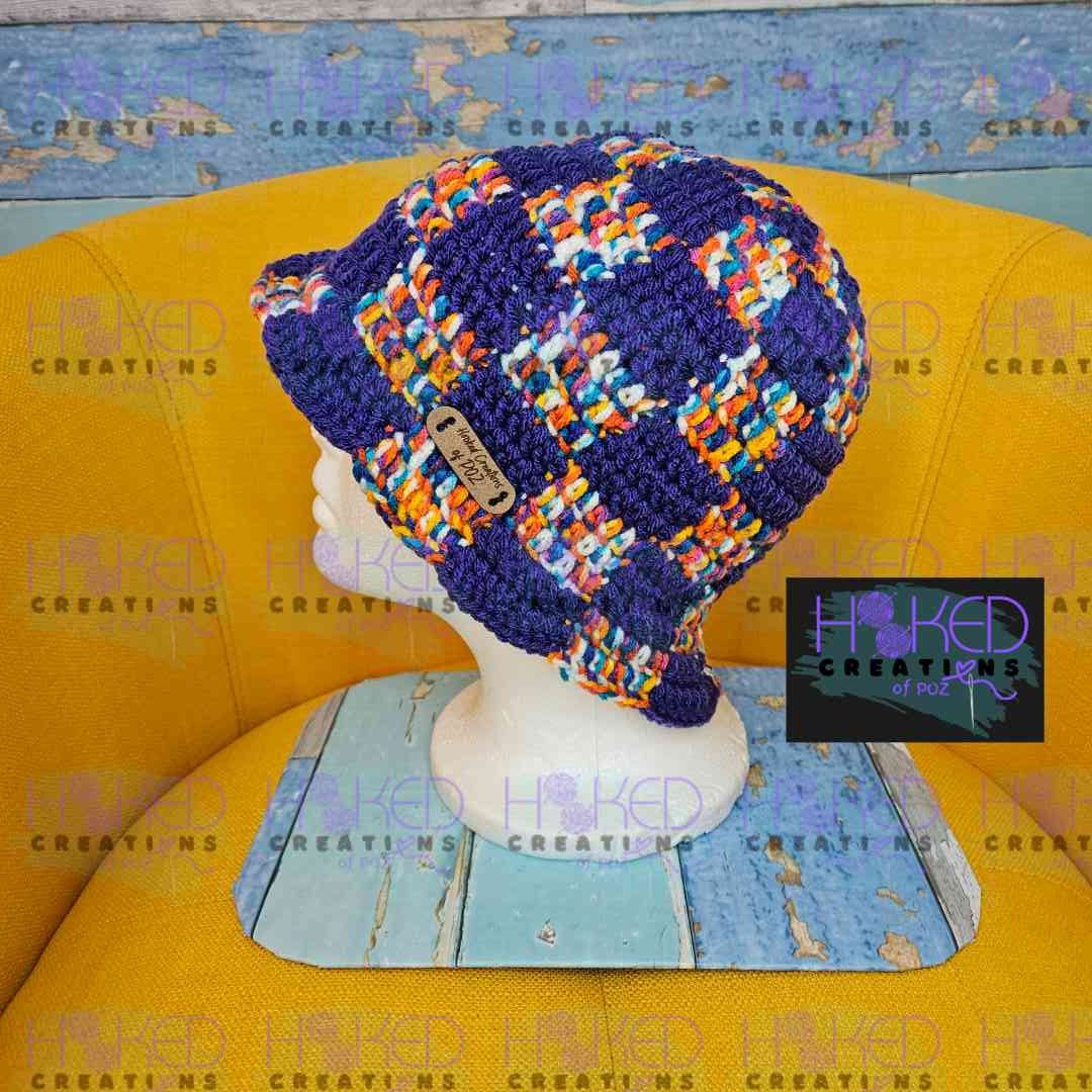 Checkered Bucket Hat - Grape