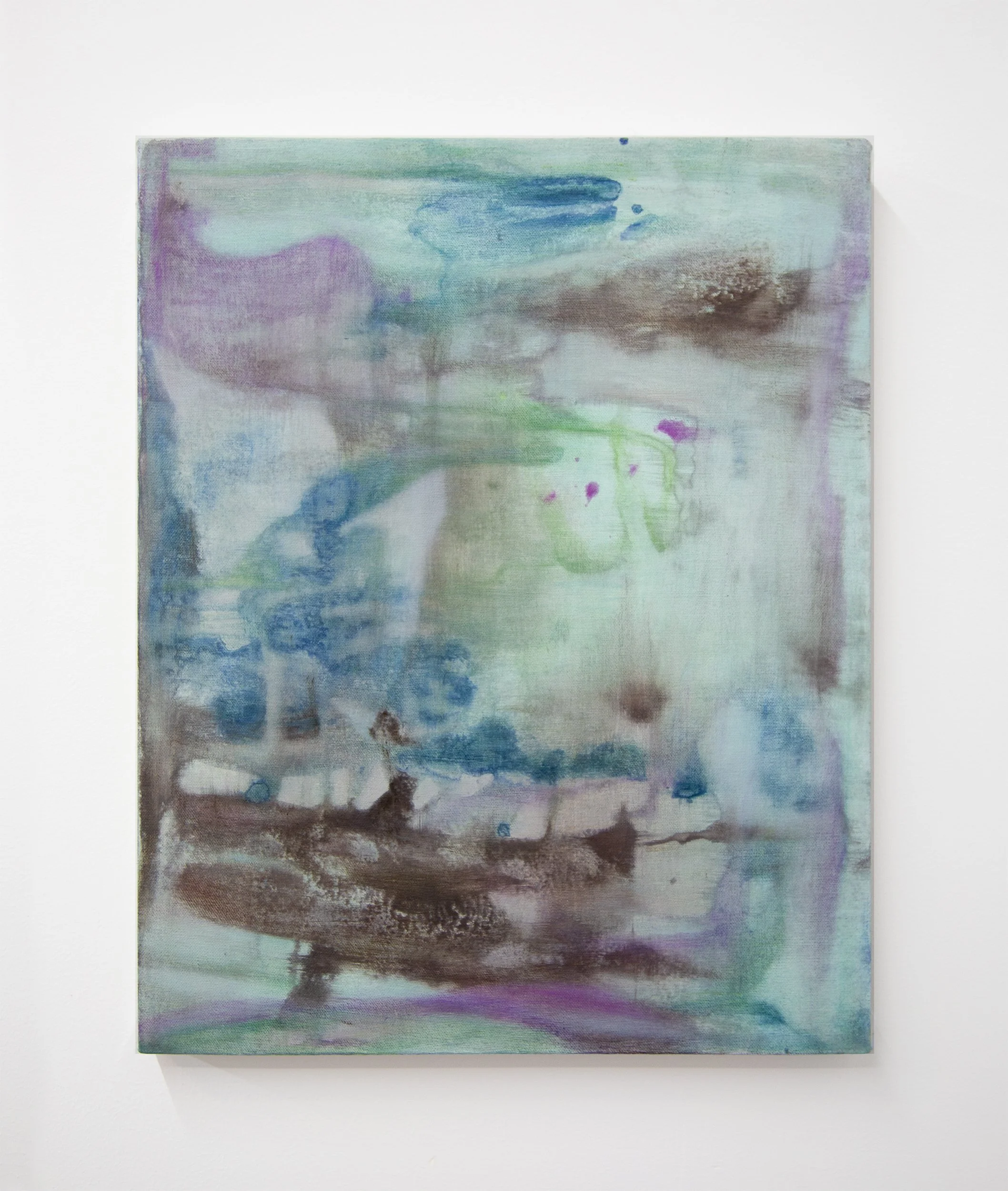 If the Fences were Trees, 2025, Flashe and oil on Canvas, with exposed exposed raw canvas sides, 20 x 16 in (50.8 x 40.64 cm)