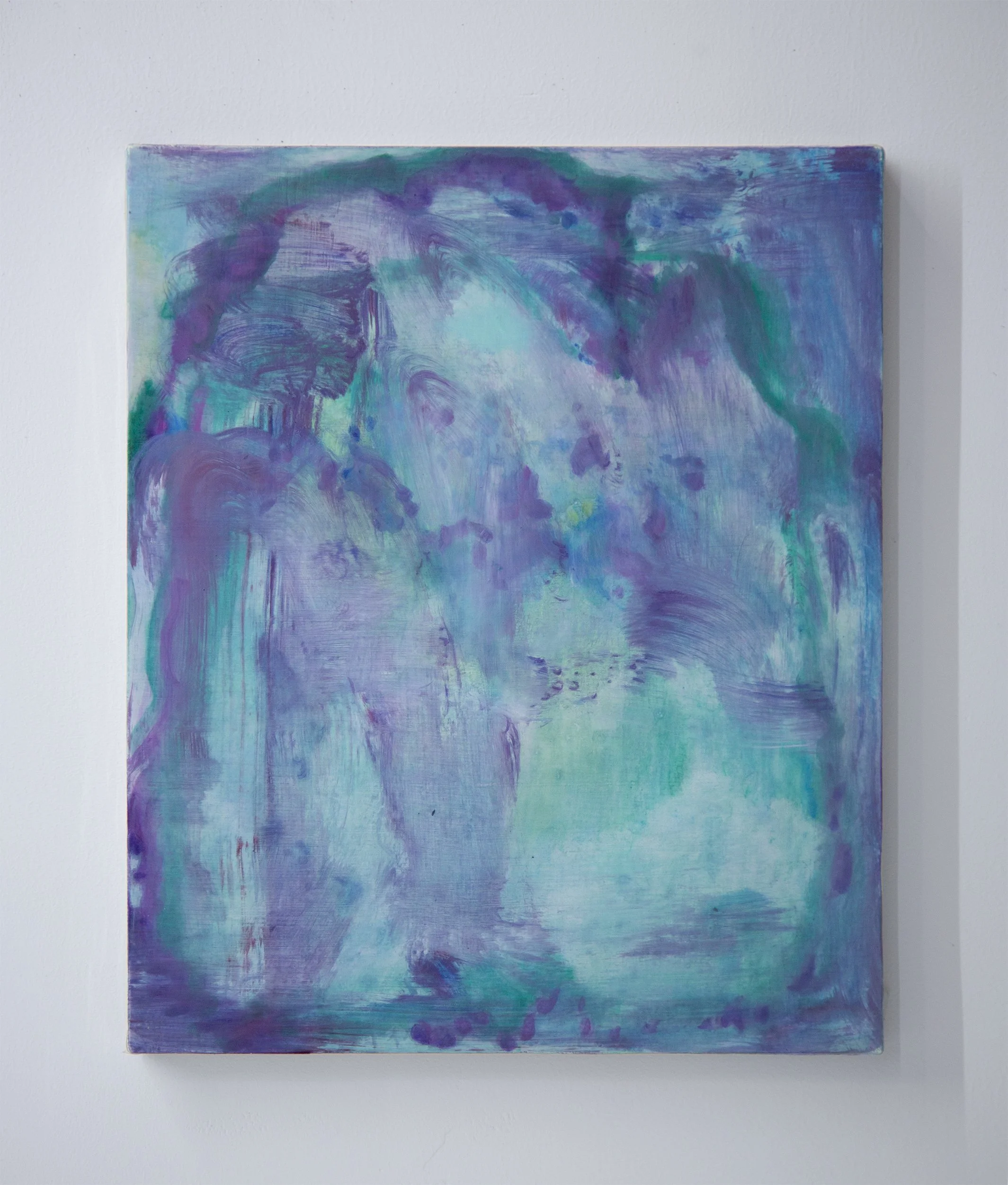 Thickening Feathers, 2024, Flashe and Oil on Linen over Panel, 16 x 13 in (41 x 33cm)