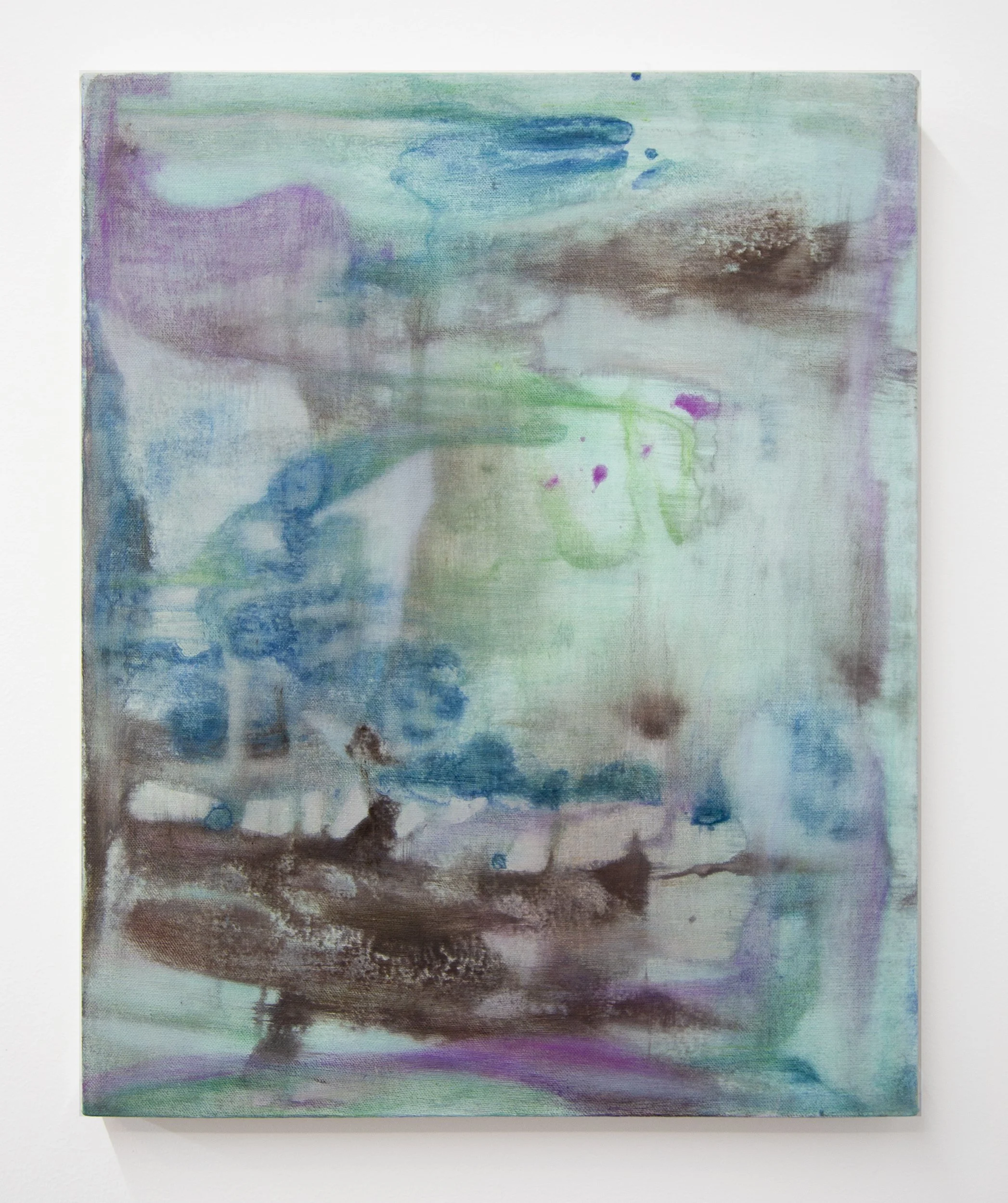 If the Fences were Trees, 2025, Flashe and oil on Canvas, with exposed exposed raw canvas sides, 20 x 16 in (50.8 x 40.64 cm)