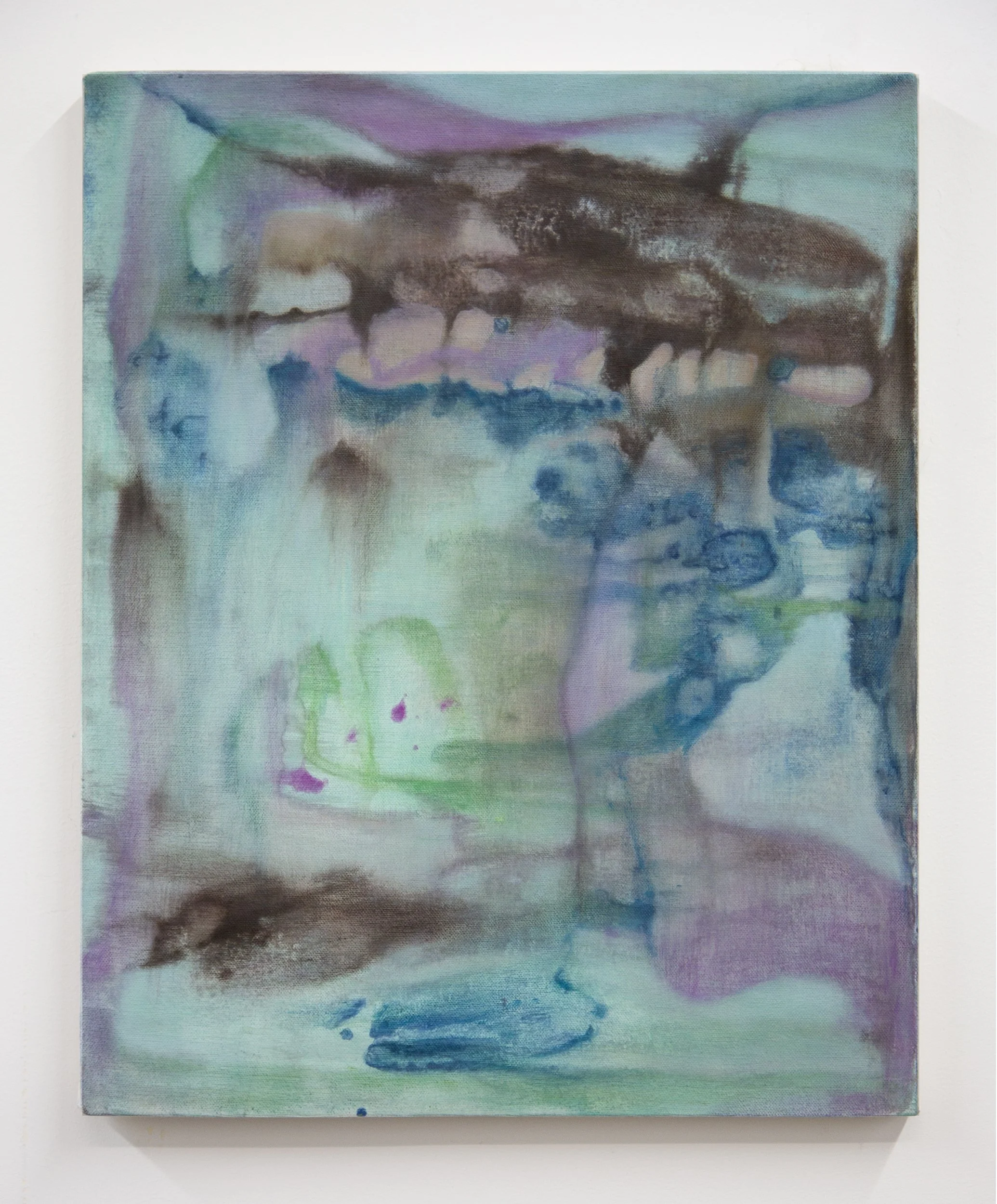 If the Fences were Trees, 2025, Flashe and oil on Canvas, with exposed exposed raw canvas sides, 20 x 16 in (50.8 x 40.64 cm)