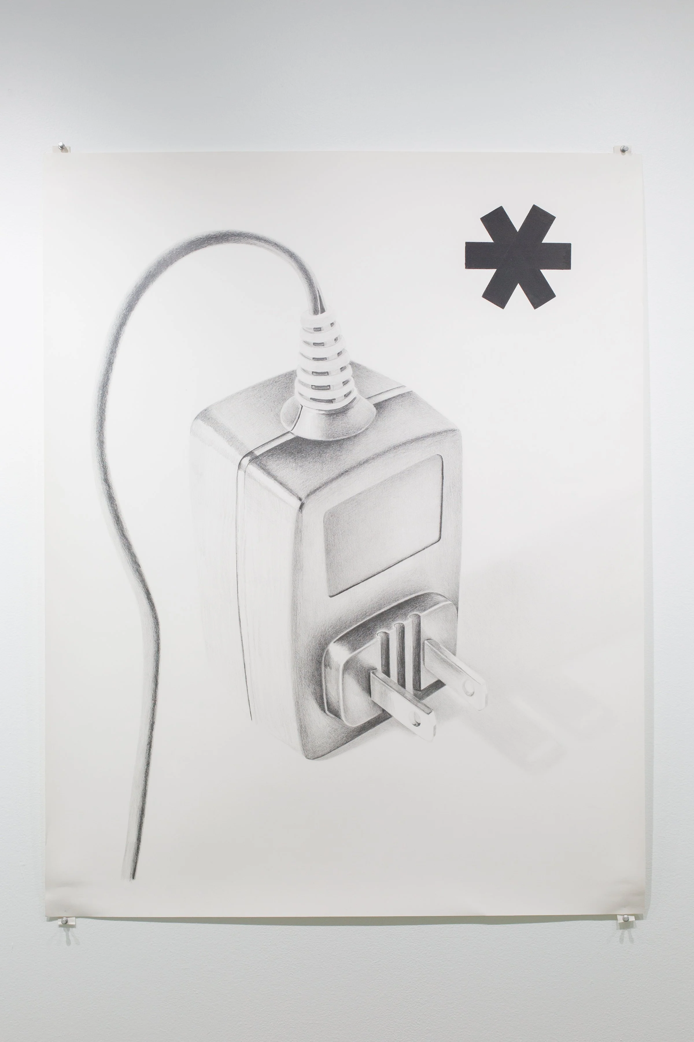 Charger Asterisk, 2016, Graphite and Charcoal on Paper, 45 x 35 1/4 in